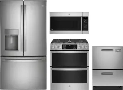 4 Piece Package Includes Refrigerator, Range, Microwave And Dishwasher